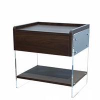 Light Luxury Transparent Side Cabinet Modern Design Bedside Table Minimalist design Nightstand Space-Saving for Apartment Dwellers, Young Adults, Interior Decorators, Bedroom, Small Spaces, Entryway
