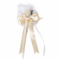 Sweet Ballet Vintage Headband, Milk Yellow Silk, Feather Mini Hat, Lace Side Barrette for Children