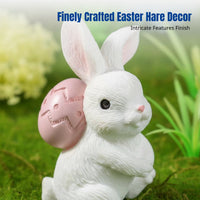 Easter Bunny Figurine, Resin Miniature, Oval-Hugging Bunny, Garden DIY Decor, Cartoon Design