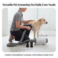 Low Noise Dog Hair Blower and Vacuum Adjustable Speed Pet Hair Vacuum Dryer Powerful Suction All-in-Single Pet Groomer Quick Dry for Home Groomers