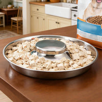Anti-Gulping Cat Platter Tip-Resistant Stainless Animal Bowl Dish Hygienic Multi-Animal Food Bowl for Fast Eaters