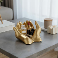 Multi-Functional Cupped Hands Jewelry Dish Luxury Design Resin Hand Jewelry Holder Elegant Decor Hand Shaped Key Tray Fine Craftsmanship for Women, Her, Dressing Table, Bedroom, Entryway, Bathroom Counter