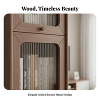 Glass Door Display Cabinet Multi-Functional Floor Standing Storage Cabinet Sturdy Construction Tall Narrow Bookcase for Collectors, Living Room