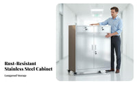 Stainless Steel Drawer Cabinet Rustproof Mobile File Cabinet with Lock Mobile Office Drawer Unit for Lab Technicians, Research Facility