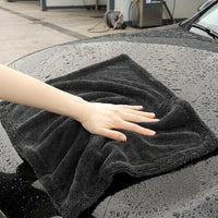 Double Sided Car Drying Towel with Bound Border, High Absorbency Microfibre Cloth for Car Washing, Dark Gray Reusable Microfiber Blend Towel