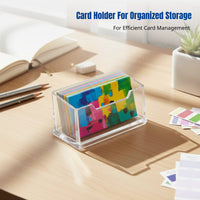 Acrylic Business Card Holder, Transparent Multi-Compartment Desktop Organizer, Office Card Storage
