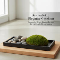 Black Gold Stone Tray for Bonsai & Micro Landscape, Water Catchment Base for Moss & Aquatic Plants