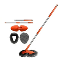 Cleaning Brush for Car Exterior Cleaning with Extendable Handle, Car Cleaning Brush with Two Soft Brush Mop Heads, Washing Brush for SUV, Mop