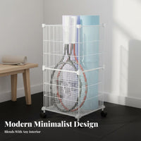 Sports Equipment Storage Cart Locking Casters Sports Gear Organizer Rack Rolling Gym Equipment Carrier Rust-Resistant