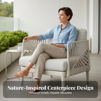 Customizable Design Configurable Bsecure Sofa Weather-Resistant L-Shaped Sectional with Table Easy Assembly Outdoor Furniture Modern & type for Families, Homeowners, Business Owners, Balcony, Lounge Area, Garden, waterside