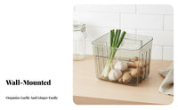 Ginger Garlic Storage Container PET Material Wall Wall-Mounted Organizer Box Drill Installation Transparent Hanging Container for Pantry, Cabinet