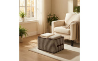 Houndstooth Storage Box Collapsible Textile Storage Box Closet Organizer Space-Saving Reinforced for Wardrobe, Shelves