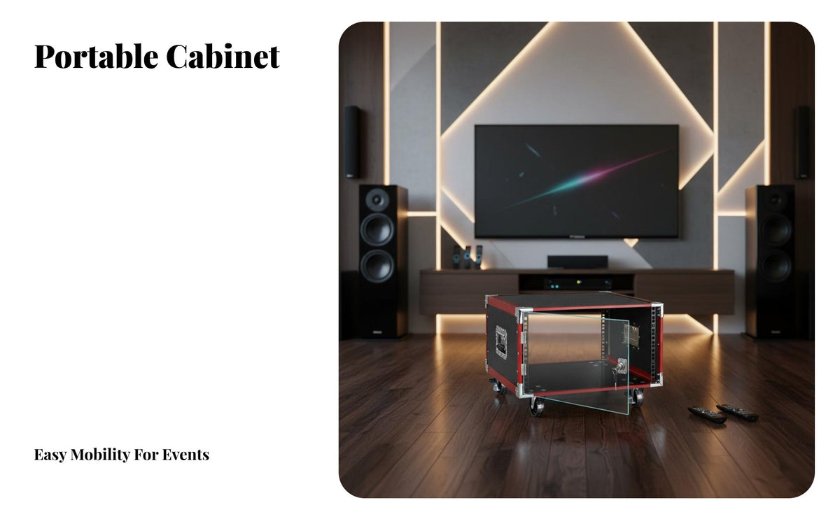 Portable Rackmount Cabinet sturdyDuty Construction Rolling Amplifier Cabinet Reinforced Corners Audio Gear Rack for Turntablists