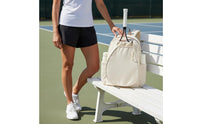 Tennis Backpack Side Pockets Pickleball Bag Drawstring Closure Tennis Racket Holder Bag for Women