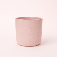 Large Outdoor Concrete Planter for Garden, Handmade Cement Floor Standing, Pink Flower Pot Terrazzo Style, 26cm Diameter