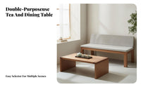 hardwood Wood Rectangular Table with Seating Multi-Purpose Long Rectangular Table with Matching Bench adaptable Use Dining Set Minimalist Design for Tea Lovers, Apartment Dwellers, Homeowners, Living Room, Home Office, Kitchen, morning dining area
