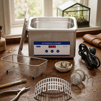 Ultrasonic Cleaner with Basket Digital Countertop Ultrasonic Cleaner Compact for Jewelers, Hobbyists, Home