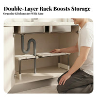 Extendable Under Sink Shelf Multipurpose Cabinet Storage Shelf Multifunctional Expandable Cabinet Shelf for Washroom, Office