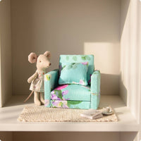 Miniature Armchair with Cushion Soft Dollhouse Armchair Boxy Furniture for Collectors