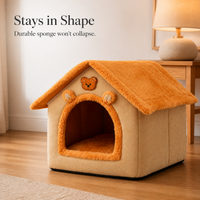 Pet House Bed for Cats and Small Dogs, Winter Warm Removable Washable Enclosed Pet Cave
