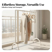 Sturdy and Long-Lasting Floor Standing Clothes Rack Space Saving Metal Clothing Display Stand Stable Arched Feet Metal Garment Display Stand High-Temperature Baked Paint for Shopkeepers, Homeowners, Balcony, Walk-in Closet, Thrift Shop, Entryway