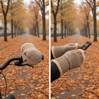Men's Winter Flip-Top Fingerless Gloves with Windproof Thermal Lining for Cycling
