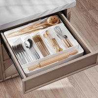 Expandable Cutlery Tray Multi-Compartment Expandable Utensil Holder for Bathroom