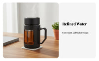 Glass Tea Infuser Mug Large Capacity Glass Tea Cup with Strainer Heat-Resistant Vessel for Students, Commuters, Home, On the Go, Travel