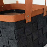 Pet Toy Basket, Felt Storage Basket Grey with Handles, Rectangular 39x30x28cm for Living Room, Firewood & Yarn