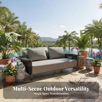 4 Pieces Southeast Asian design 4-Piece Wicker Chat Set Woven Design Outdoor Furniture Weather Resistant Patio Seating Sturdy Construction for Hospitality Business Owners, Homeowners, Families, Balcony, rearyard, Porch, waterfront