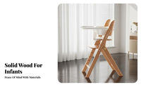 Adjustable Growth Chair Ergonomic Design Wooden Infant High Chair Easy to Clean for Young Children, Parents, Mealtime, Kitchen, Study Room