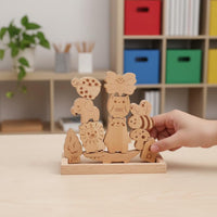 Early Learning Wooden Creature Stacking Toy Educational Creature Balance Blocks Hand-Eye Coordination Wooden Stacking Balance Game Fine Movement Skills for Children, Toddlers, Preschool, Classroom