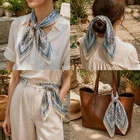 Navy Blue Paisley Waist Scarf for Dresses and Commuter Fashion