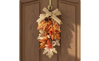 Fall Foliage Leaf Hanger Pinecone Detail Thanksgiving Door Decoration Rustic Style Burlap Leaf Hanging Sign for Home Entryway, Wall Display