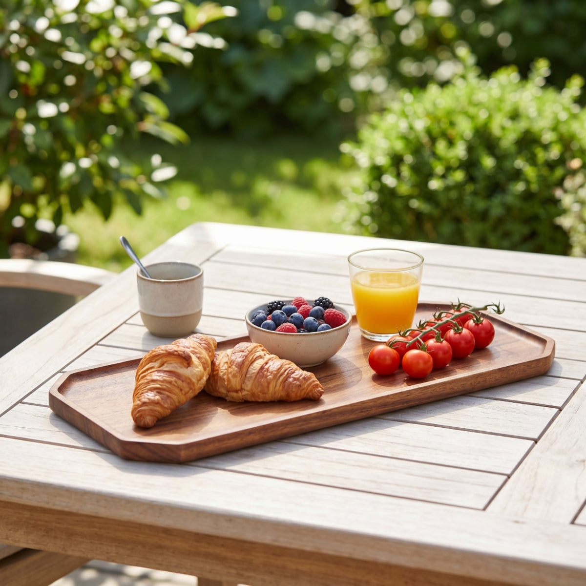 Serving Tray with Handle Rectangular Wooden Appetizer Board Board with Handles Wooden Serving Tray with Handles for Breakfast, Tea Service