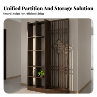 Entryway Partition Cabinet Multi-Functional Design Chinese Design Fretwork Screen Large Storage Space Wooden Screen Partition for Homeowners, Bedroom