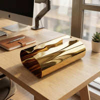 Tissue Box for Modern Home Decor, Stainless Steel Tissue Box Holder with Mirror Finish, Luxury Cover for Home Office, Wavy Slit Wave Design