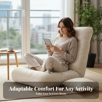 Ergonomic Support Adjustable Backrest Lounger Removable and Washable Cover Adjustable Backrest Seat Thickly Padded Floor Chair Soft Cushioning for Apartment Dwellers, Distant Workers, Living Room, Balcony, Small Apartments, Bay Window