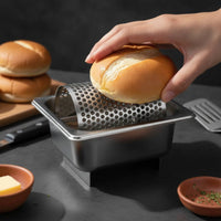 Butter Roller with Tray Stainless Steel Butter Roller Kitchenware Perforated Utensil Countertop for Home Cooks, Kitchen, Brunch