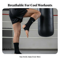 Muay Thai Ankle Wrap Elastic Kickboxing Foot Support Breathable Fighting Arts Ankle Guard for Athletes, Runners, Fighting, Training, Workout