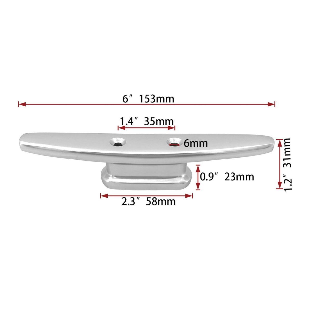 6 Inch Aluminum Boat Cleat Rust-Resistant Cleat Heavy Duty Marine Hardware for Dock