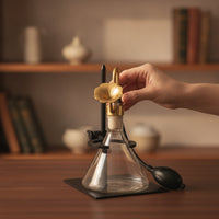 Tabletop Scent Disperser with Bulb Decorative Glass Bottle Scent Disperser with Stand Industrial-Style Scent Sprayer for Home, Desk, Spa