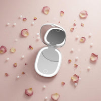 Handheld LED Pocket Mirror Dimmable Light USB Rechargeable Makeup Mirror for Women