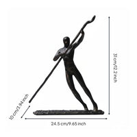 Abstract Boating Figure Modern Design Rower Figurine Minimalist Style Metal Punter Statue for Rowing Enthusiasts, Living Room, Display Cabinet, Office