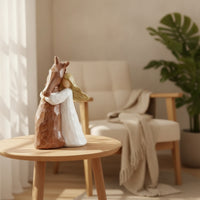 Tabletop Girl Embraces Horse Figurine Faceted Girl and Horse Figurine Carved Sentimental for Collectors