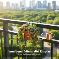 Hanging Design over-the-Railing Plant holder Space-Saving Balcony Rack Easy Installation blossom Pot Holder Sturdy Build for Apartment Dwellers, Gardeners, residents, Windowsill, Fence, Porch, Patio