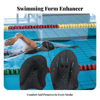 2 Pieces Adjustable Straps Swimming Hand Paddles Hydrodynamic Design Webbed Swim Paddles Non-Slip for Children, Swimmers, Water Sports