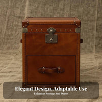 Distressed Finish Vintagedesign Storage Trunk Multi-Functional Vintage Suitcase Table Creative Design Accent Furniture Statement Piece for Interior Designers, Homeowners, Apartment Dwellers, Living Room, Bedroom, Lounge Area, Entryway