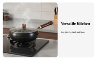 Uncoated Iron Wok Non Coating Chinese Wok Stir-Fry Pan Multifunctional Professional Grade for Chefs