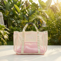 Lightweight Beach Tote with Zip Pocket Spacious Mesh Beach Tote Transparent Breathable for Pool